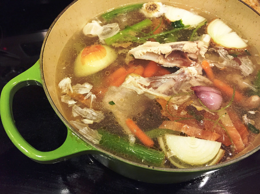 Bone Broth in the Pot cooking